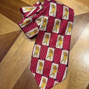 Golf Silk Tie Red and Yellow Patterned